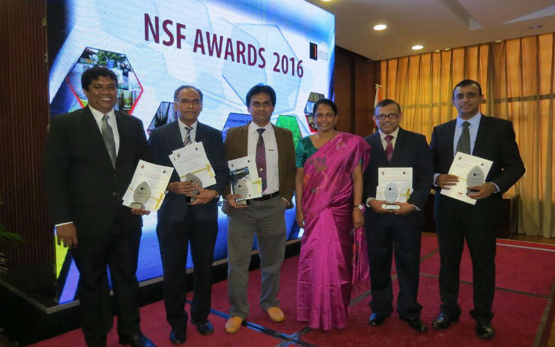 From L-R: Dr. SDM Chinthaka (Dept of Chemistry), Prof. RGN Meegama and Dr. P Jayaweera (Dept of Computer Science), Prof. Sirimali Fernando, Chairperson, NSF, Prof. BGDNK. De Silva and Prof. MM Pathmalal (Dept of Zoology).