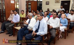 Donation in memory of late Mr. K.D.K. Dharmawardena