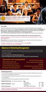 Diploma in Marketing Management - University of Sri Jayewardenepura