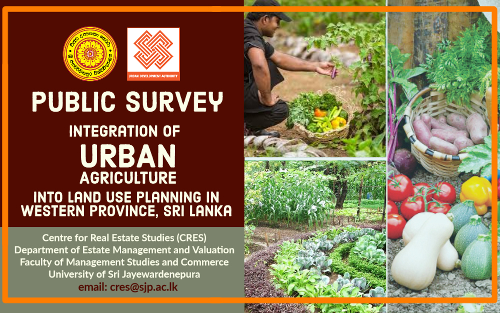 Public Survey on Integration of Urban Agriculture into Land Use Planning in Western Province, Sri Lanka