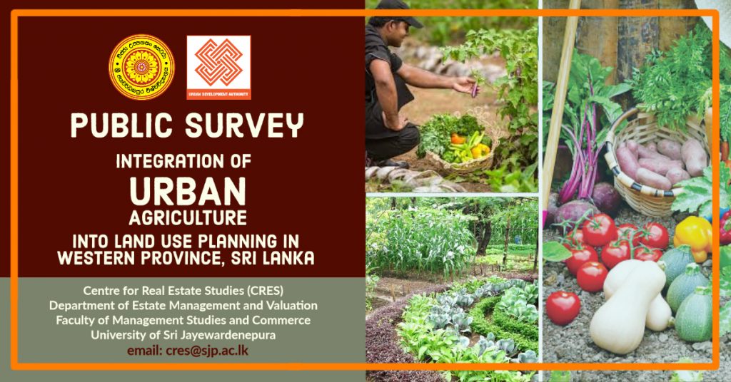 Public Survey on Integration of Urban Agriculture into Land Use Planning in Western Province, Sri Lanka