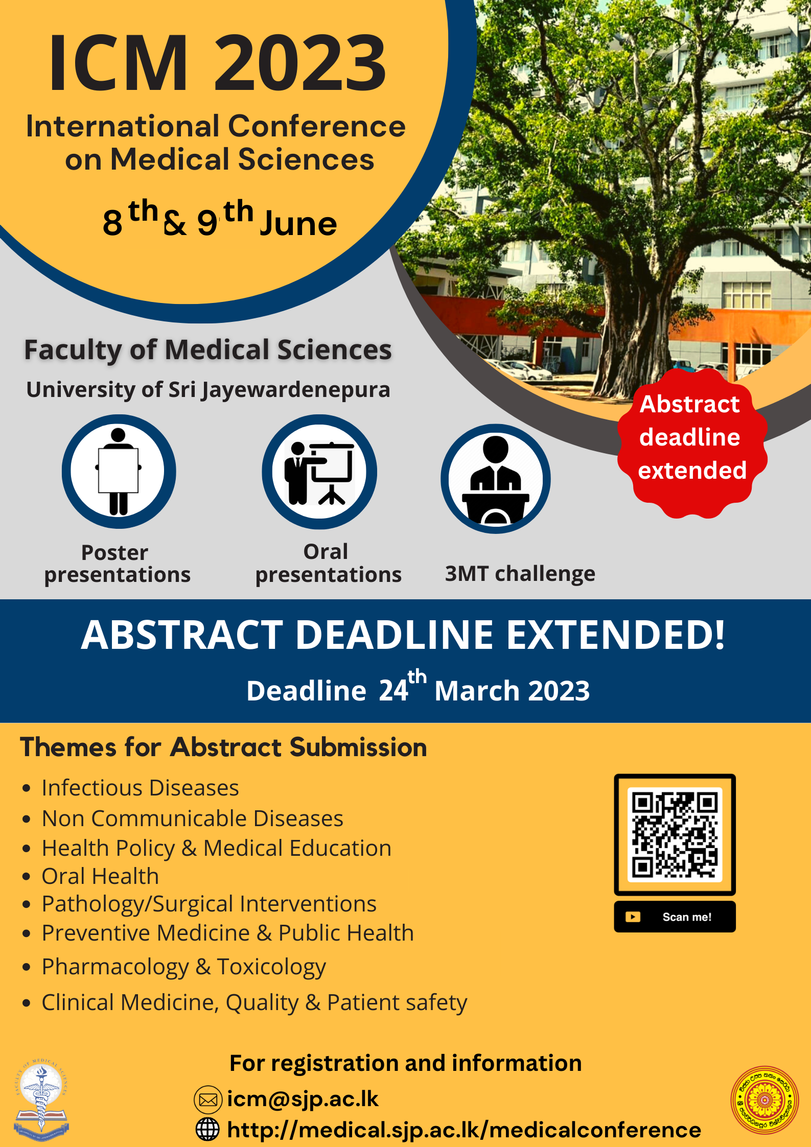 "International Conference on Medical Sciences (ICM) 2023" abstract submission deadline extended