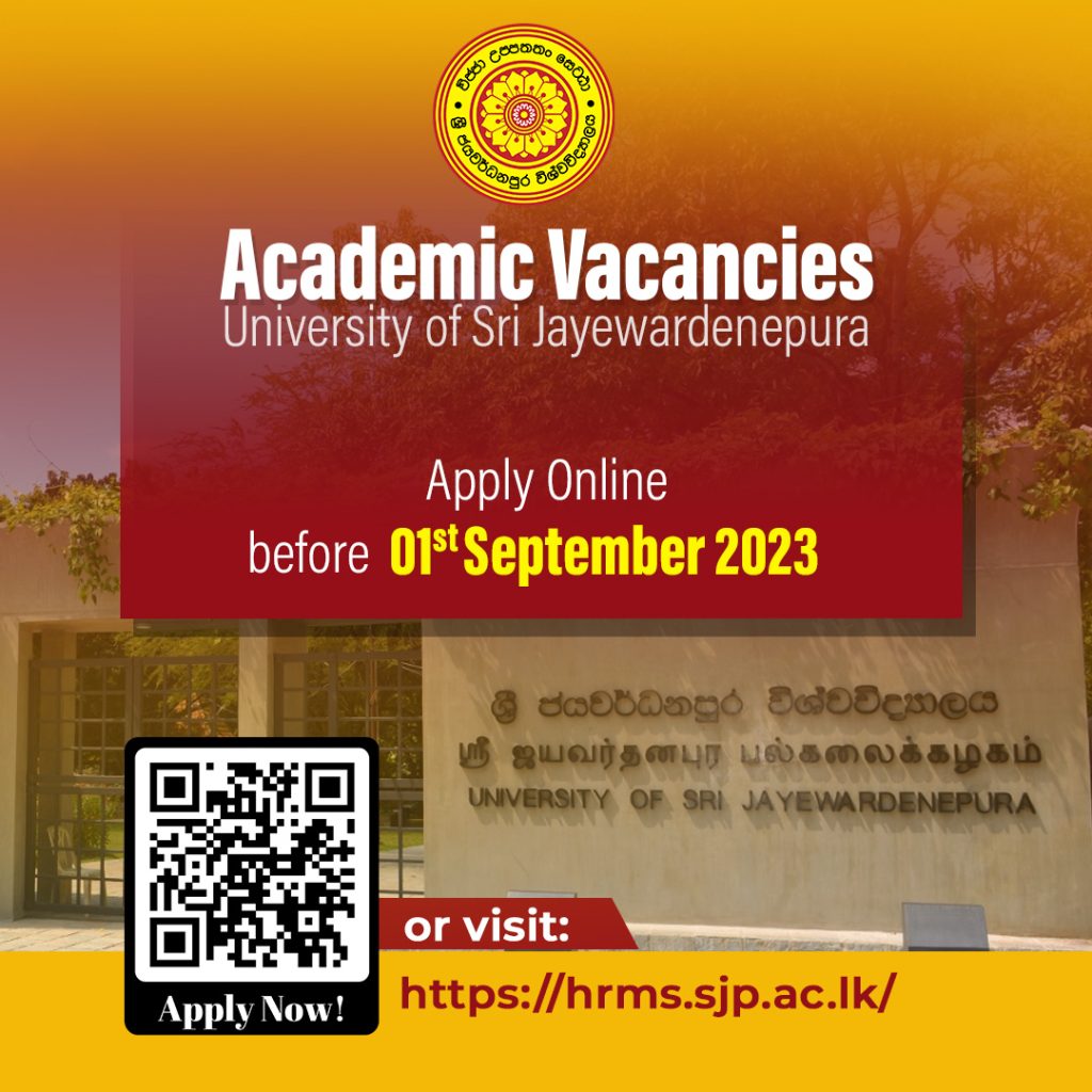 Academic Vacancies - University of Sri Jayewardenepura - USJ ...